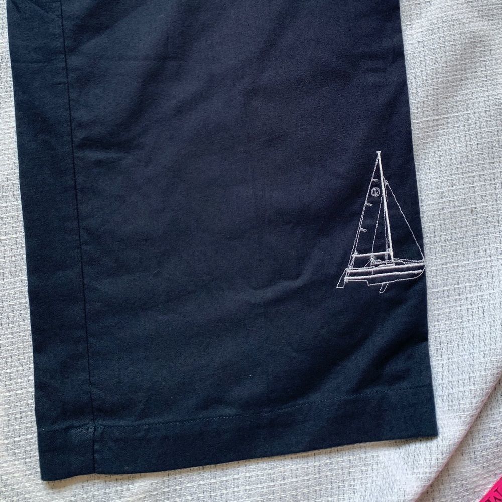 NWOT Vintage 100% Pure Cotton Cute Navy Blue‎ High Waist Pants with Yacht